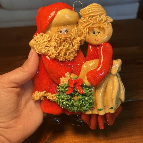 The Cookie Tree SANTA & MRS. CLAUS Handcrafted Ornament Decoration VTG 1990’s - Picture 1 of 9